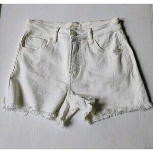 Risen Stella‎ Women's High-Rise Wide-Leg Cutoff Jean Shorts White, Size S